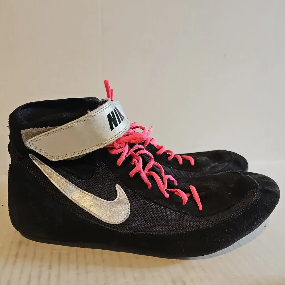 Nike Speedsweep 7 Wrestling Shoes Men Size 13 Black Silver Leather Mesh Boxing